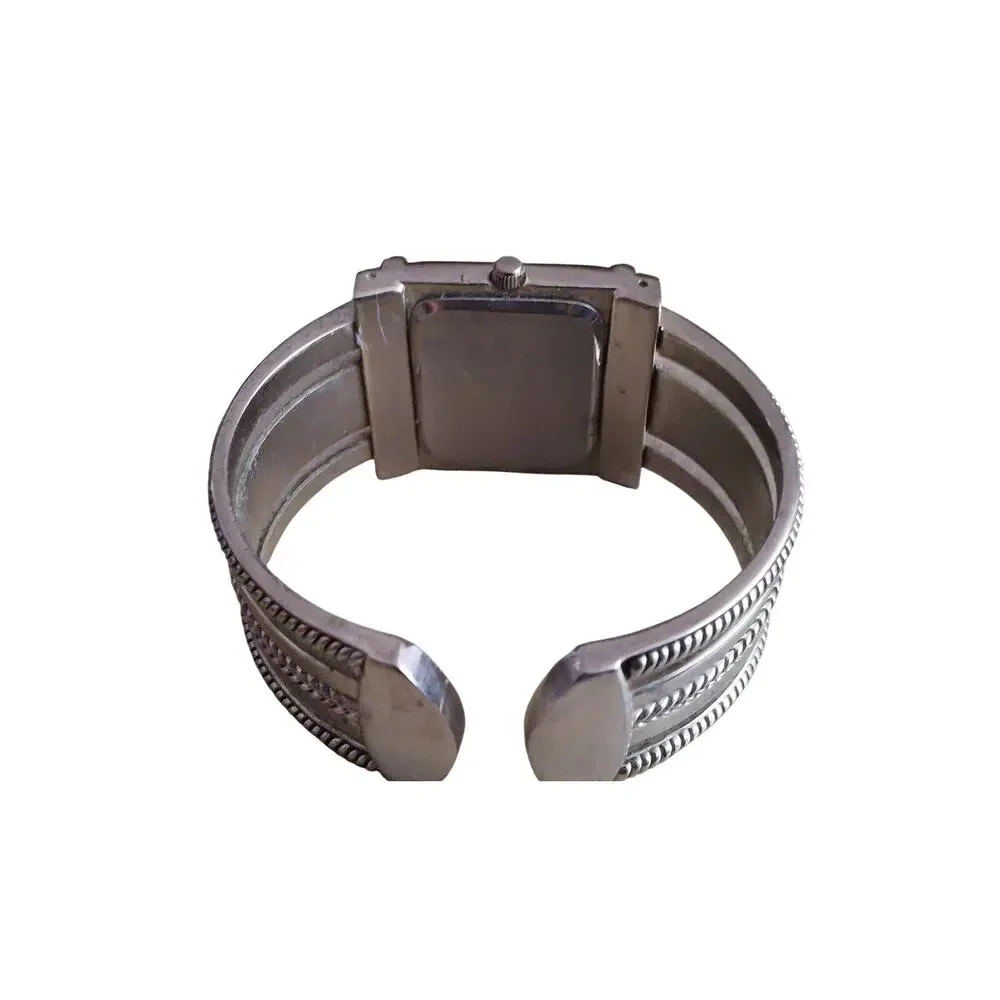 Premier Designs Womens Retro Vintage Silver Cuff Watch Square Case Quartz